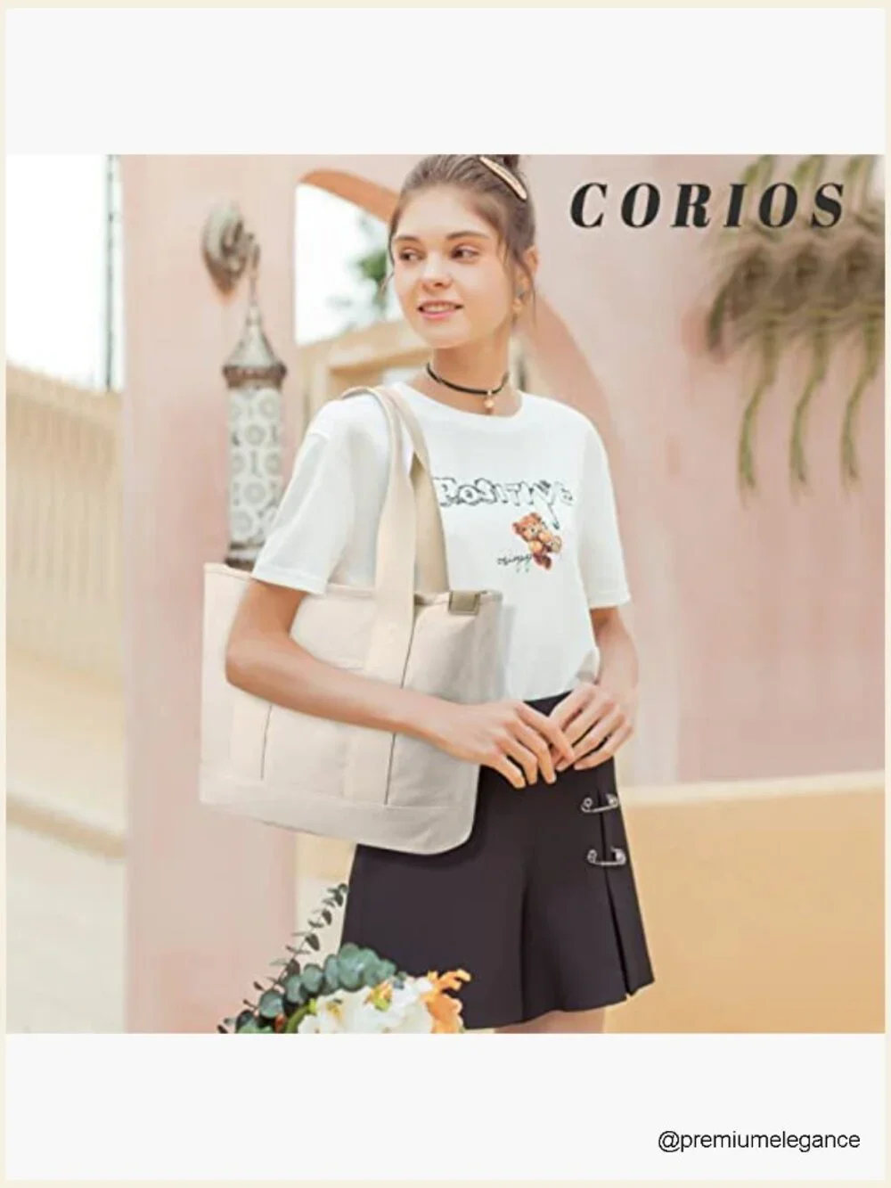Canvas Tote Bag Lightweight Shoulder Hobo Large Capacity Work Travel